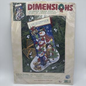 Dimensions Snow Fun Stocking Cross Stitch Custom Name #8684 Christmas Snowman